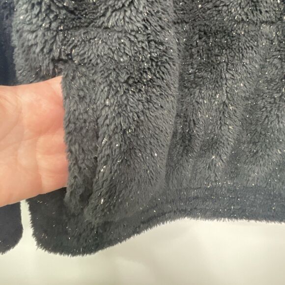 Adidas Girls Sweatshirt XL 16 Black Gold Sparkle Mock Neck Sherpa Fuzzy 1/4 Zip‎ - Picture 6 of 10